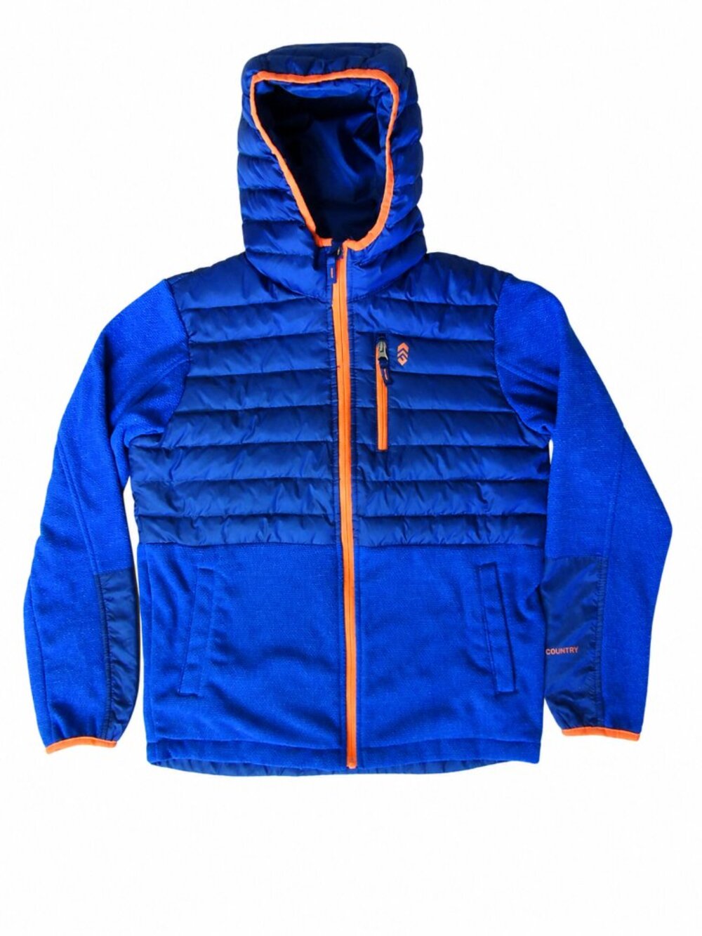 Free Country Blue Orange Hybrid Puffer Jacket | Size Kids Large 14/16